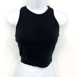 A/C ACTIVE CASHMERE Women's Crop Tank Top Medium Black High Neck Racerback NWT